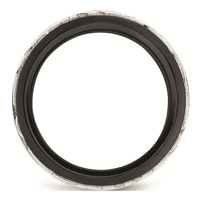 Titanium & Sterling Silver 10mm Black Scroll Wedding Band – view 2