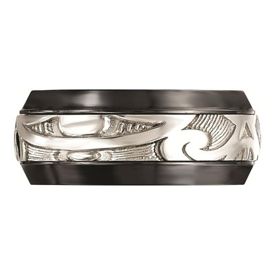 Titanium & Sterling Silver 10mm Black Scroll Wedding Band – view 4