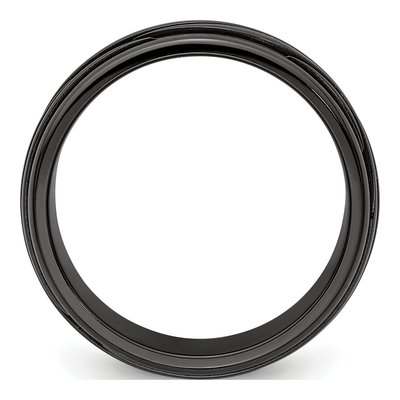 Titanium 10mm Black Grooved Wave Wedding Band – view 3