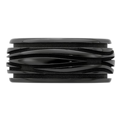 Titanium 10mm Black Grooved Wave Wedding Band – view 4