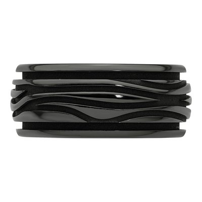 Titanium 10mm Black Grooved Wave Wedding Band – view 5