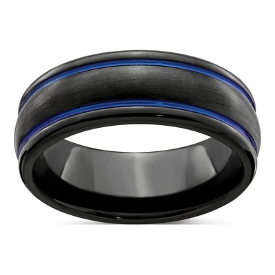 Black Ti Scroll Blue Band, Size 11.5