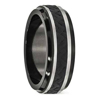 Men's Titanium Black Carbon Fiber Band – view 6