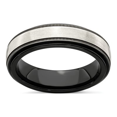 Black Ti & Silver Milgrain Band