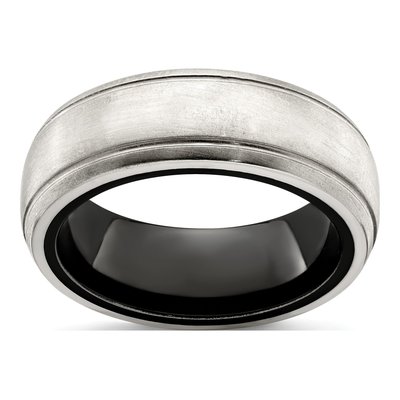 Black Titanium & Silver Band