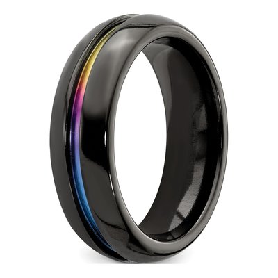 Titanium 7mm Black Ti Rainbow Anodized Comfort-Fit Band – view 7