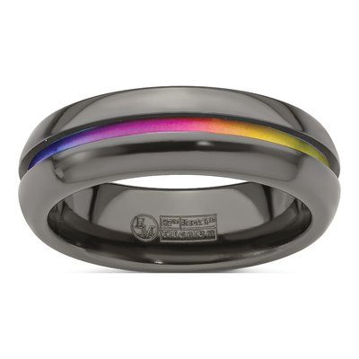 Titanium 7mm Black Ti Rainbow Anodized Comfort-Fit Band