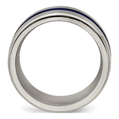 Men's Edward Mirell Titanium Blue Stripe 10mm Band – view 2
