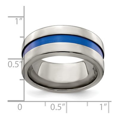 Men's Edward Mirell Titanium Blue Stripe 10mm Band – view 5