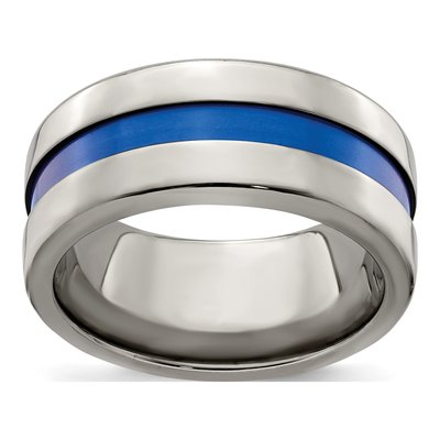 Men's Edward Mirell Titanium Blue Stripe 10mm Band