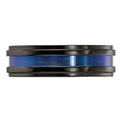 Titanium 7mm Black Blue Anodized Comfort-Fit Band – view 3