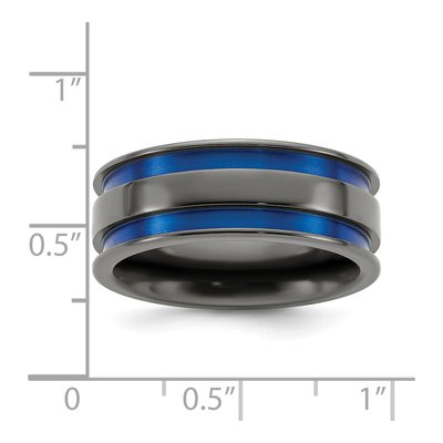 Titanium 8mm Black Blue Comfort-Fit Band – view 3