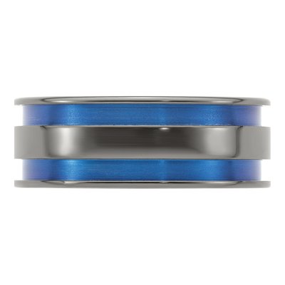 Titanium 8mm Black Blue Comfort-Fit Band – view 5