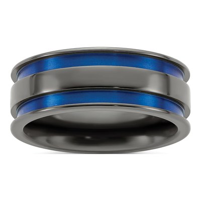 Titanium 8mm Black Blue Comfort-Fit Band