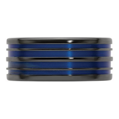 Titanium 10mm Black Blue Grooved Band – view 6