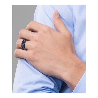 Titanium 10mm Black Blue Grooved Band – view 7