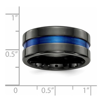 Titanium 10mm Black Blue Anodized Comfort-Fit Band – view 2