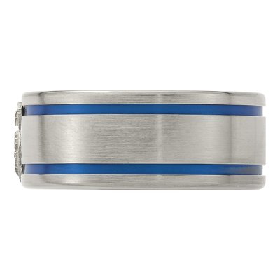 Titanium & Sterling Silver 10mm Police Shield Band – view 4