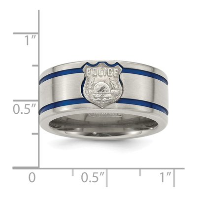 Titanium & Sterling Silver 10mm Police Shield Band – view 6