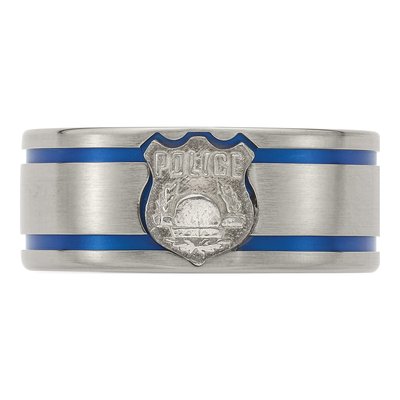 Titanium & Sterling Silver 10mm Police Shield Band – view 7