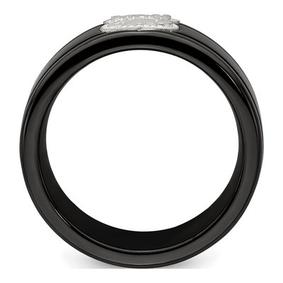 Titanium & Sterling Silver 10mm Black Police Shield Band – view 2