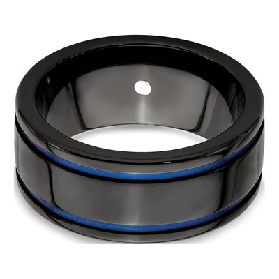 Titanium & Sterling Silver 10mm Black Police Shield Band – view 6