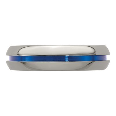 Titanium 6mm Blue Stripe Comfort-Fit Band – view 4
