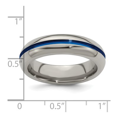 Titanium 6mm Blue Stripe Comfort-Fit Band – view 5
