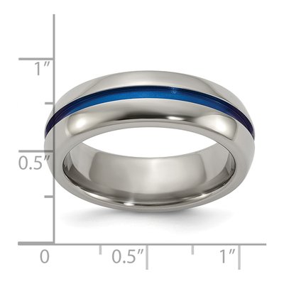 Titanium 7mm Blue Stripe Comfort-Fit Band – view 4