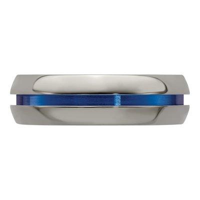 Titanium 7mm Blue Stripe Comfort-Fit Band – view 6