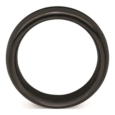 Titanium 7mm Black Blue Stripe Comfort-Fit Band – view 3