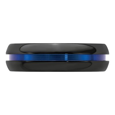 Titanium 7mm Black Blue Stripe Comfort-Fit Band – view 4