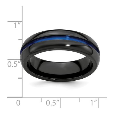 Titanium 7mm Black Blue Stripe Comfort-Fit Band – view 5