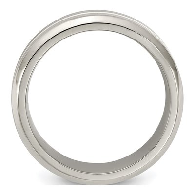 Men's Titanium & Sterling Silver 7mm Gray Comfort-Fit Band – view 2