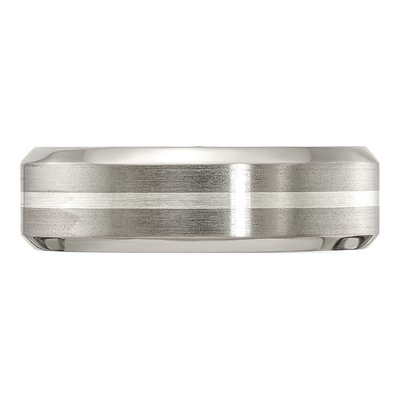 Men's Titanium & Sterling Silver 7mm Gray Comfort-Fit Band – view 3
