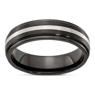 Titanium 6mm Black Step-Down Comfort-Fit Band