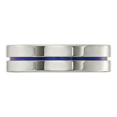 Men's Titanium 6mm Blue Anodized Comfort-Fit Band – view 3