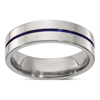 Men's Titanium 6mm Blue Anodized Comfort-Fit Band