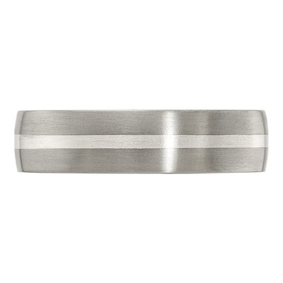 Men's Titanium & Sterling Silver 6mm Inlay Comfort-Fit Band – view 3