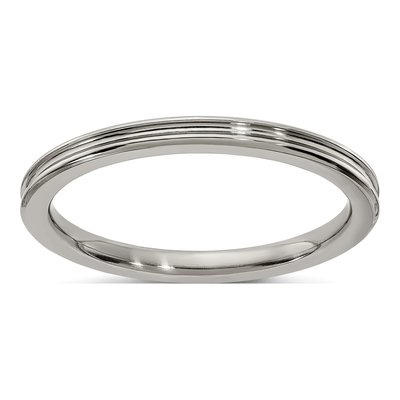 Men's Titanium & Sterling Silver 2mm Concave Comfort-Fit Band