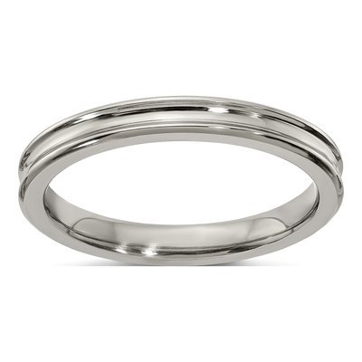 Men's Titanium & Sterling Silver 3mm Concave Comfort-Fit Band