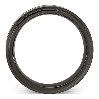 Men's Titanium 7mm Black Inlay Comfort-Fit Band – view 2