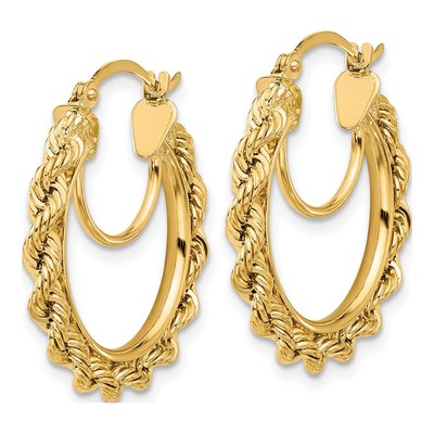 14K Yellow Gold 25mm Diamond-Cut Rope Hoop Earrings – view 2