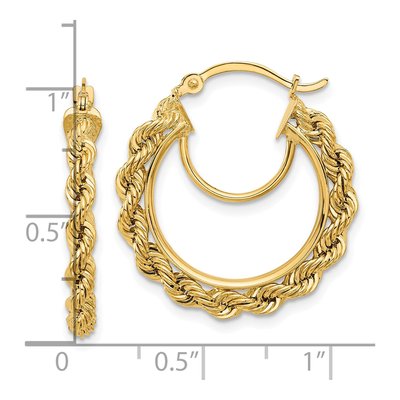 14K Yellow Gold 25mm Diamond-Cut Rope Hoop Earrings – view 3