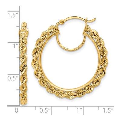 14K Yellow Gold 30mm Diamond-Cut Rope Hoop Earrings – view 3