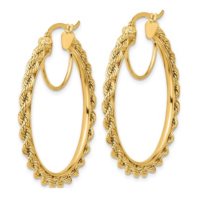 14K Yellow Gold 40mm Diamond-Cut Rope Hoop Earrings – view 2
