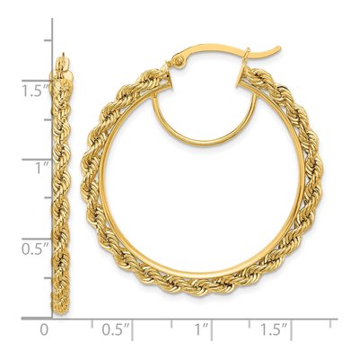 14K Yellow Gold 40mm Diamond-Cut Rope Hoop Earrings – view 3