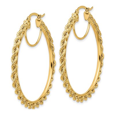 14K Yellow Gold 45mm Diamond-Cut Rope Hoop Earrings – view 2