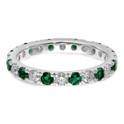 14K White Gold 3/4 ct tw Lab-Created Emerald & Lab-Grown Diamond Eternity Ring – view 5
