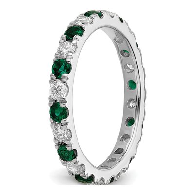 14K White Gold 3/4 ct tw Lab-Created Emerald & Lab-Grown Diamond Eternity Ring – view 6